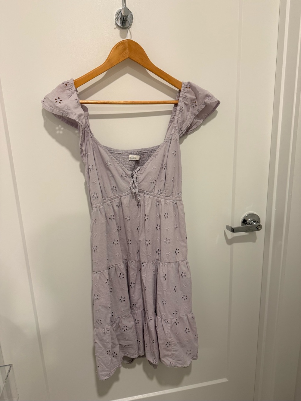Hollister Light Lavender Eyelet Tiered Dress